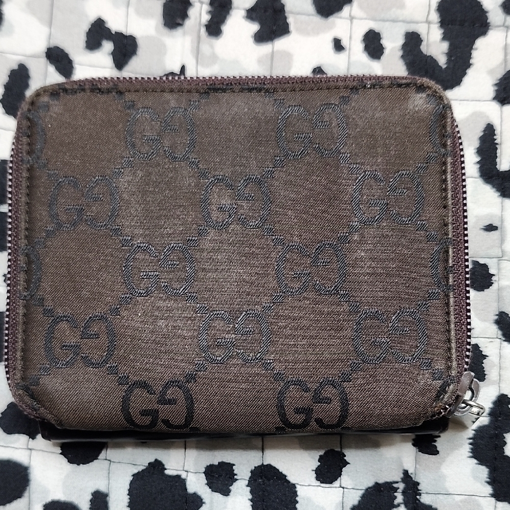 Gucci Dark Brown GG Monogram Zip Wallet